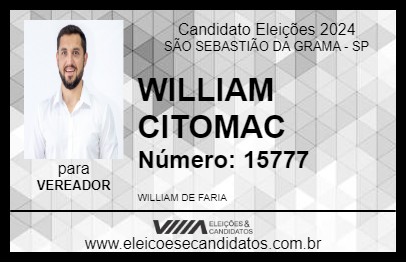 Candidato WILLIAM CITOMAC 2024 - SÃO SEBASTIÃO DA GRAMA - Eleições