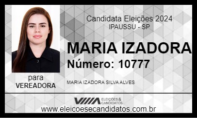 Candidato MARIA IZADORA 2024 - IPAUSSU - Eleições