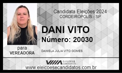 Candidato DANI VITO 2024 - CORDEIRÓPOLIS - Eleições