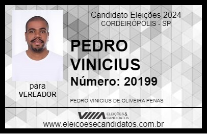 Candidato PEDRO VINICIUS 2024 - CORDEIRÓPOLIS - Eleições