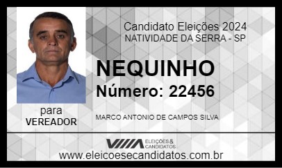 Candidato NEQUINHO 2024 - NATIVIDADE DA SERRA - Eleições