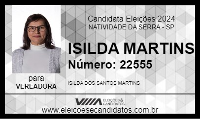 Candidato ISILDA MARTINS 2024 - NATIVIDADE DA SERRA - Eleições