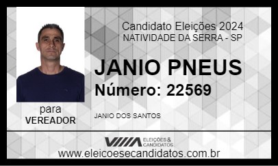 Candidato JANIO PNEUS 2024 - NATIVIDADE DA SERRA - Eleições