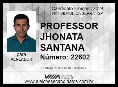 Candidato PROFESSOR JHONATA SANTANA 2024 - NATIVIDADE DA SERRA - Eleições