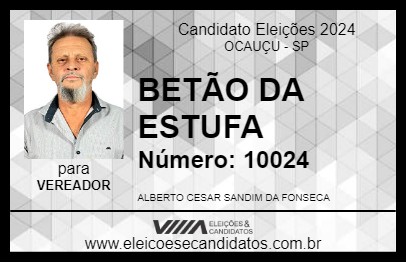 Candidato BETÃO DA ESTUFA 2024 - OCAUÇU - Eleições