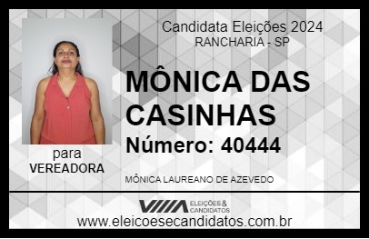 Candidato MÔNICA DAS CASINHAS 2024 - RANCHARIA - Eleições