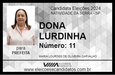 Candidato DONA LURDINHA 2024 - NATIVIDADE DA SERRA - Eleições