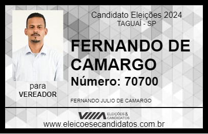 Candidato FERNANDO DE CAMARGO 2024 - TAGUAÍ - Eleições