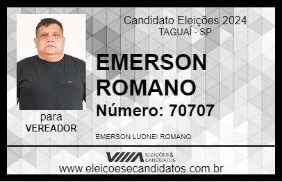 Candidato EMERSON ROMANO 2024 - TAGUAÍ - Eleições