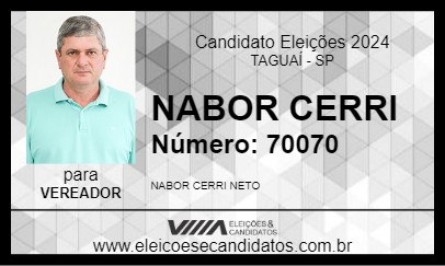 Candidato NABOR CERRI 2024 - TAGUAÍ - Eleições