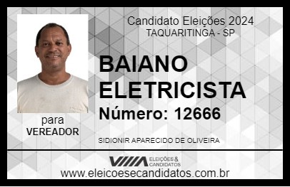 Candidato BAIANO ELETRICISTA 2024 - TAQUARITINGA - Eleições