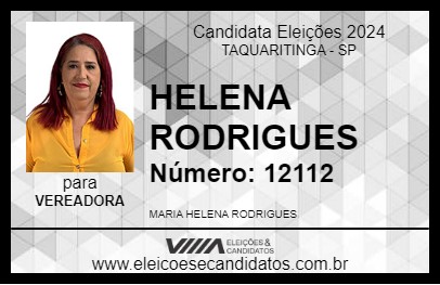 Candidato HELENA RODRIGUES 2024 - TAQUARITINGA - Eleições