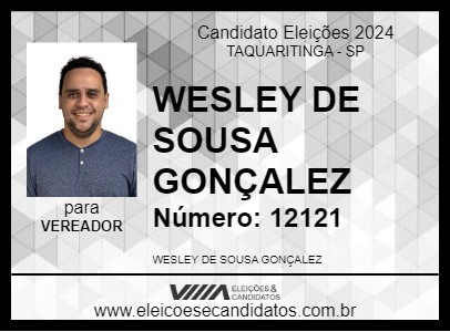 Candidato WESLEY DE SOUSA GONÇALEZ 2024 - TAQUARITINGA - Eleições