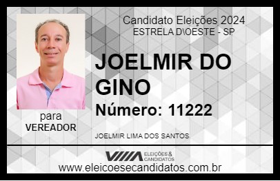 Candidato JOELMIR DO GINO 2024 - ESTRELA D\OESTE - Eleições