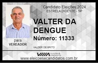 Candidato VALDER DA DENGUE 2024 - ESTRELA D\OESTE - Eleições