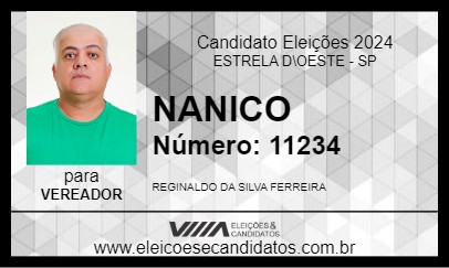 Candidato NANICO 2024 - ESTRELA D\OESTE - Eleições