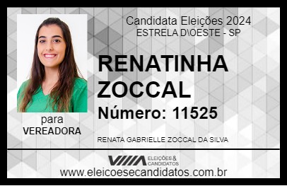 Candidato RENATINHA ZOCCAL 2024 - ESTRELA D\OESTE - Eleições