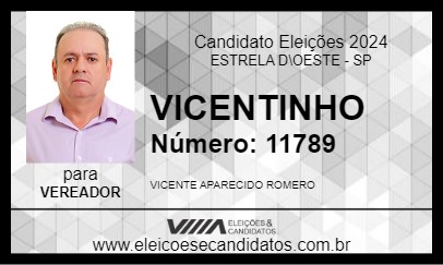 Candidato VICENTINHO 2024 - ESTRELA D\OESTE - Eleições