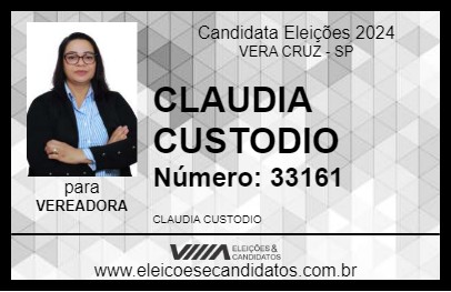 Candidato CLAUDIA CUSTODIO 2024 - VERA CRUZ - Eleições