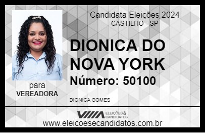 Candidato DIONICA DO NOVA YORK 2024 - CASTILHO - Eleições