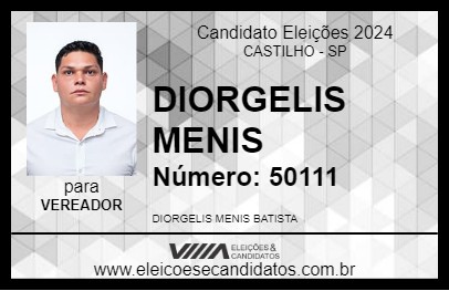 Candidato DIORGELIS MENIS 2024 - CASTILHO - Eleições