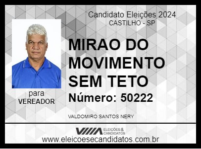 Candidato MIRAO DO MOVIMENTO 2024 - CASTILHO - Eleições