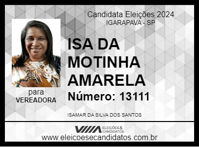 Candidato ISA DA MOTINHA AMARELA 2024 - IGARAPAVA - Eleições