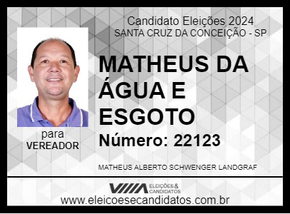 Candidato MATHEUS DA ÁGUA E ESGOTO 2024 - SANTA CRUZ DA CONCEIÇÃO - Eleições