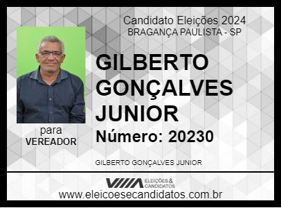 Candidato GILBERTO GONÇALVES JUNIOR 2024 - BRAGANÇA PAULISTA - Eleições