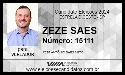 Candidato ZEZÉ SAES 2024 - ESTRELA D\OESTE - Eleições