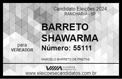 Candidato BARRETO SHAWARMA 2024 - RANCHARIA - Eleições