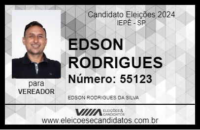 Candidato EDSON RODRIGUES 2024 - IEPÊ - Eleições