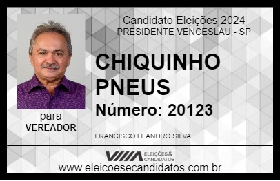 Candidato CHIQUINHO PNEUS 2024 - PRESIDENTE VENCESLAU - Eleições