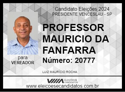 Candidato PROFESSOR MAURICIO DA FANFARRA 2024 - PRESIDENTE VENCESLAU - Eleições