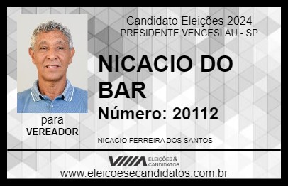 Candidato NICACIO DO BAR 2024 - PRESIDENTE VENCESLAU - Eleições