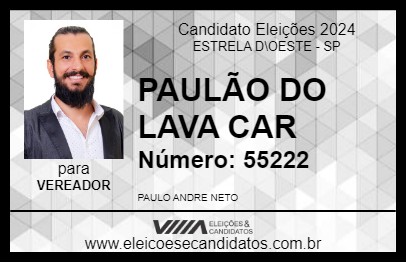 Candidato PAULÃO DO LAVA CAR 2024 - ESTRELA D\OESTE - Eleições