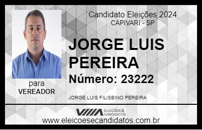 Candidato JORGE LUIS PEREIRA 2024 - CAPIVARI - Eleições