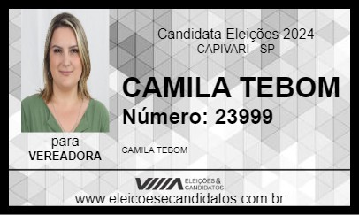 Candidato CAMILA TEBOM 2024 - CAPIVARI - Eleições