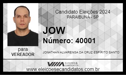 Candidato JOW 2024 - PARAIBUNA - Eleições