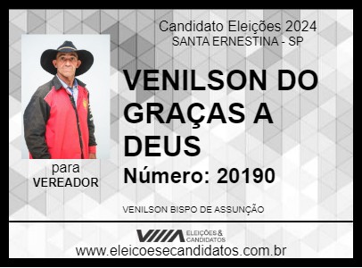 Candidato VENILSON DO GRAÇAS A DEUS 2024 - SANTA ERNESTINA - Eleições