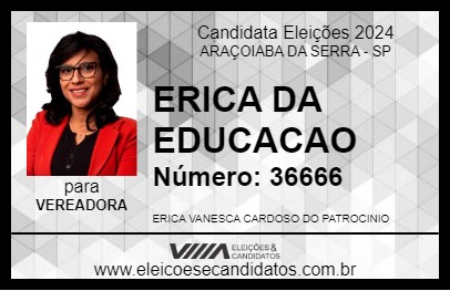 Candidato ERICA DA EDUCACAO 2024 - ARAÇOIABA DA SERRA - Eleições