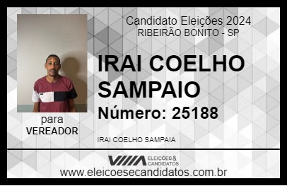 Candidato IRAI COELHO SAMPAIO 2024 - RIBEIRÃO BONITO - Eleições