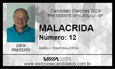 Candidato MALACRIDA 2024 - PRESIDENTE VENCESLAU - Eleições