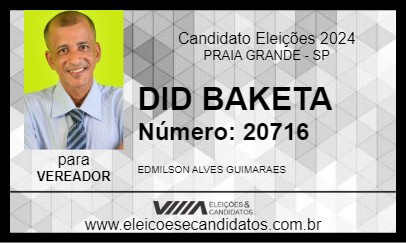 Candidato DID BAKETA 2024 - PRAIA GRANDE - Eleições