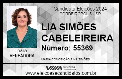 Candidato LIA SIMÕES CABELEIREIRA 2024 - CORDEIRÓPOLIS - Eleições