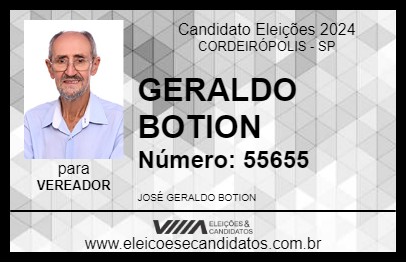 Candidato GERALDO BOTION 2024 - CORDEIRÓPOLIS - Eleições