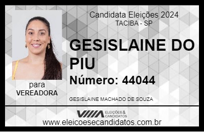 Candidato GESISLAINE DO PIU 2024 - TACIBA - Eleições