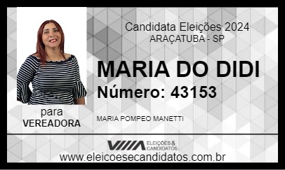 Candidato MARIA DO DIDI 2024 - ARAÇATUBA - Eleições