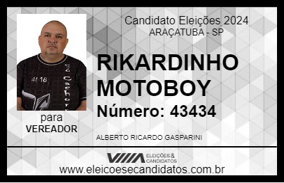 Candidato RIKARDINHO MOTOBOY 2024 - ARAÇATUBA - Eleições