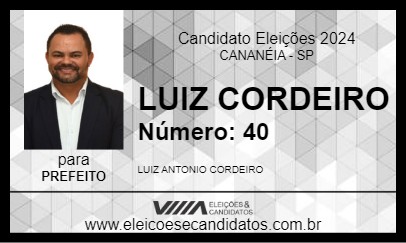 Candidato LUIZ CORDEIRO 2024 - CANANÉIA - Eleições